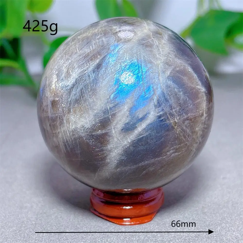Blauwe Maansteen Bol Kristal Natuursteen Kwarts Mineralen Huisdecoratie Reiki Tuingeschenken Energie Genezing Geluk Liefde +Stand