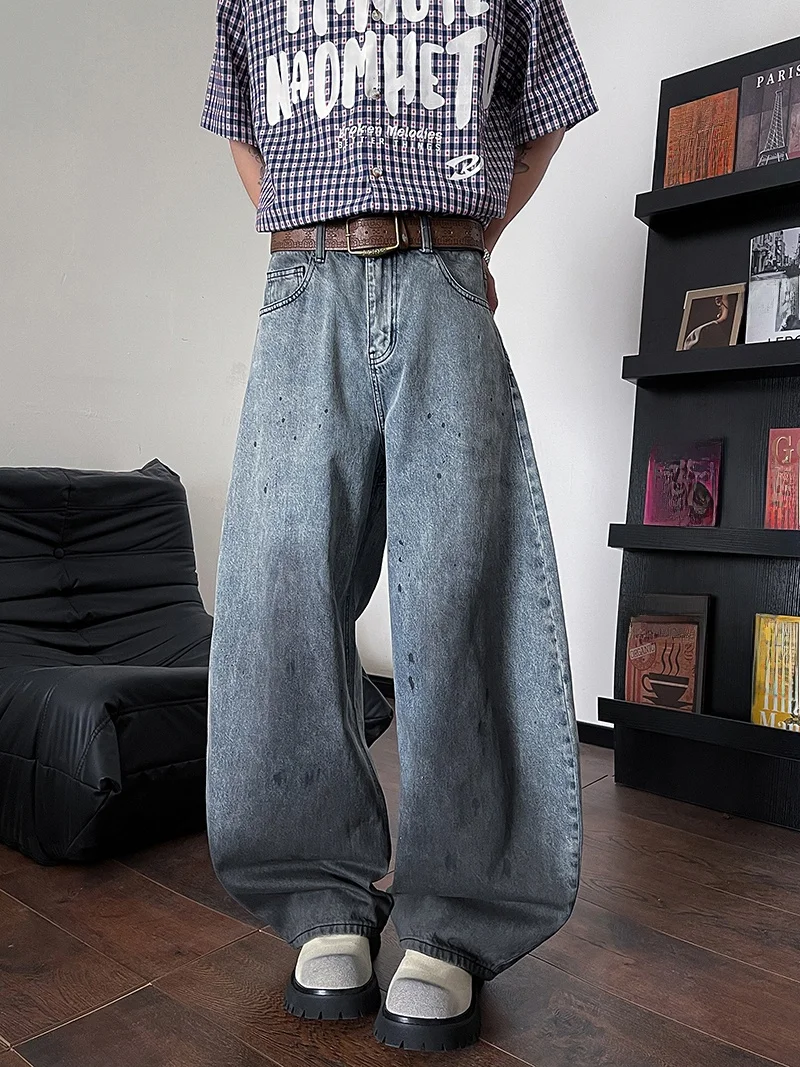 

Джинсы Waed adient Splatter, мужские весенне-осенние модные брендовые джинсы с прямыми штанинами, американские уличные широкие повседневные джинсы...