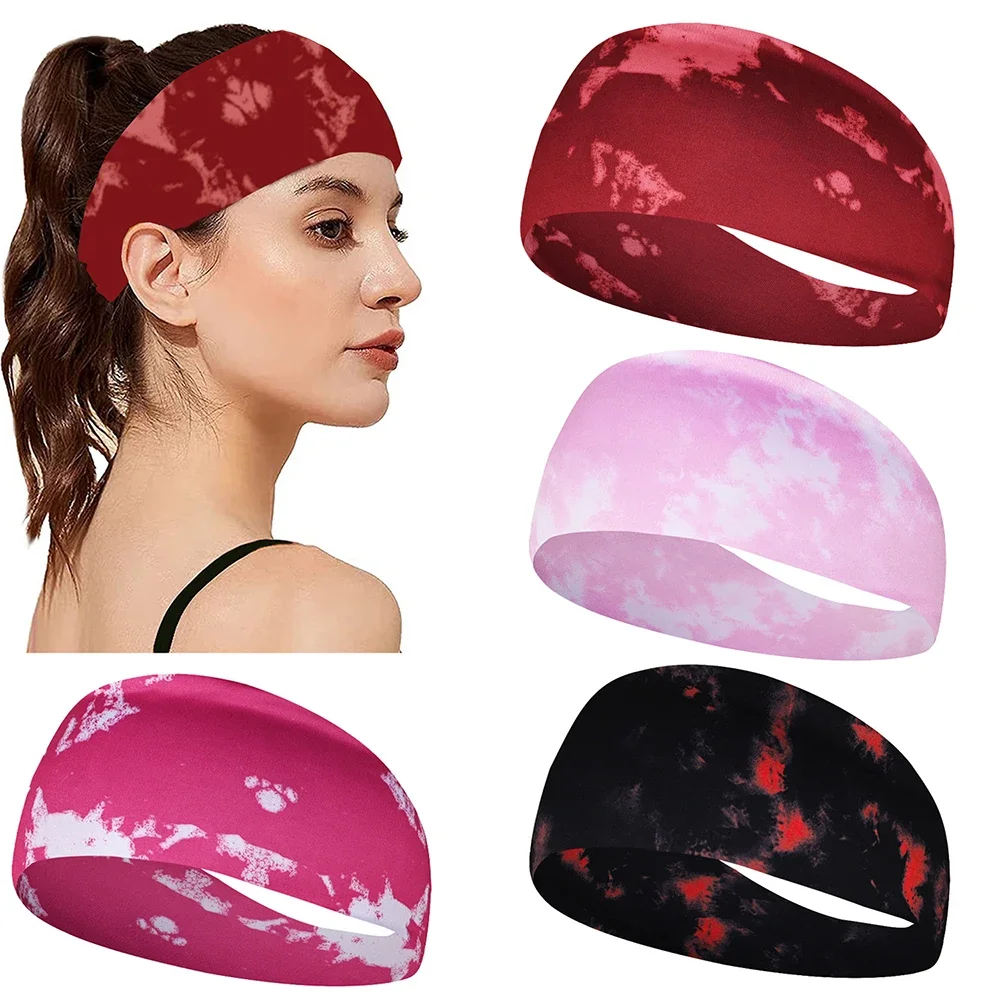 

Women Girls Tie Dye Boho Hair Bands Workout Yoga Running Sports Fitness Sweat Headwrap Elastic Non Slip Hair Accessories