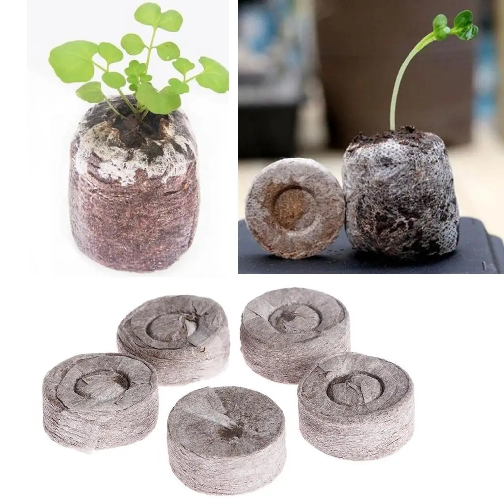 10Pcs 30 mm Garden Flowers Planting Soil Block Round Peat Pellets Seed Starting Plugs Pallet Seedling Soil Block Nursery Soil