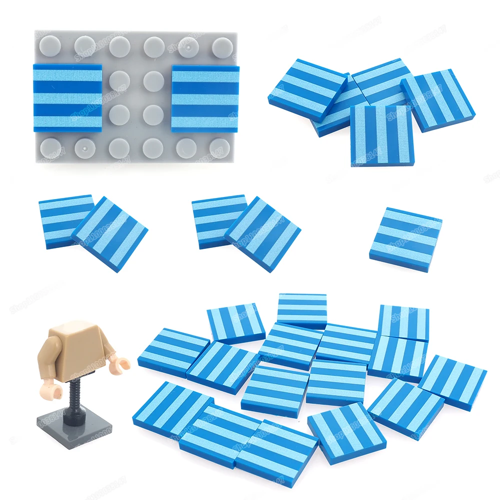 Streifen 3068 Blau Textur Gedruckt Fliesen 2*2 Gebäude Block Moc Ausrüstung Zubehör Zu Montieren Szenen Geschenk Modell Kind diy Spielzeug