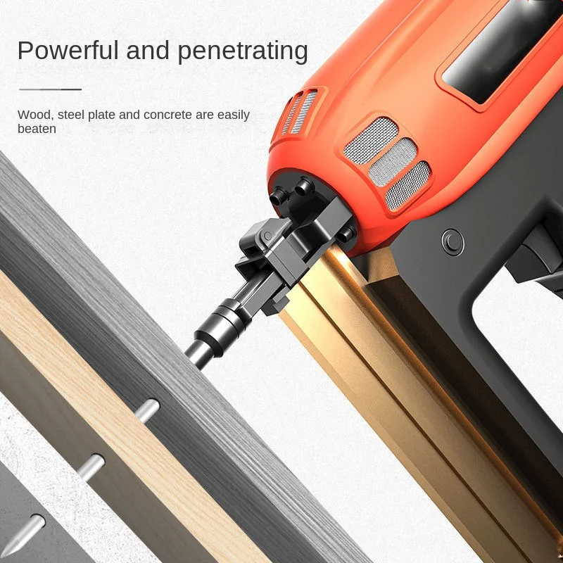 Two Batteries Pneumatic Nail Gun Lithium Battery Electric Nail Gun Air Stapler Pneumatic Tools for Frame and Trunking