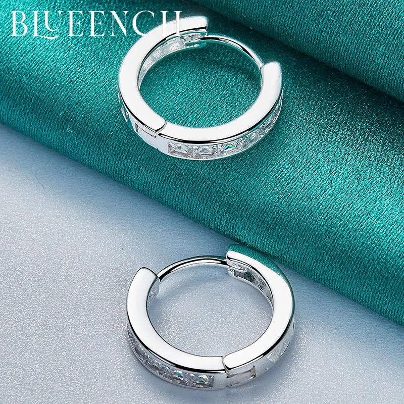 

Blueench 925 Sterling Silver Zircon Hoop Earrings Ear Clips for Women's Wedding Party Fashion Jewelry