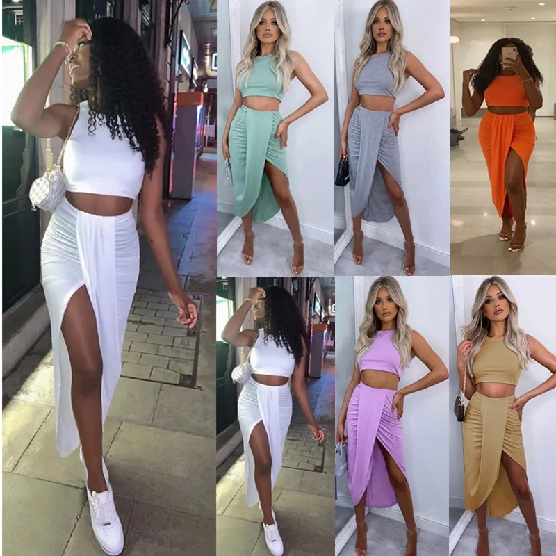 

Женский повседневный костюм-двойка, плиссированный комплект из жилета и юбки, модная весенняя коллекция, удобный наряд Ele Lady