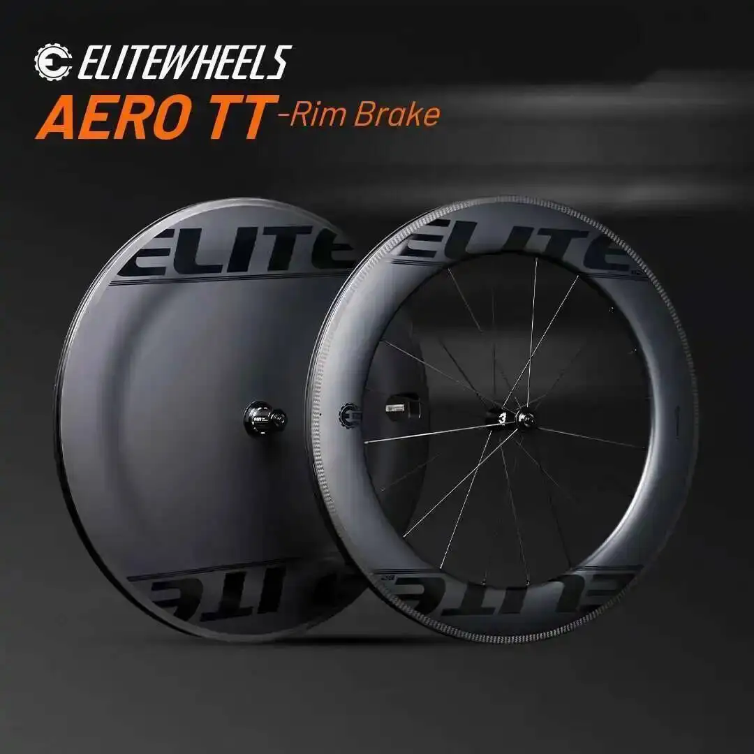 

ELITEWHEELS AERO-TT Wheels Carbon Fiber Triathlon Wheelst V Brake Tubeless Clincher Wheel For TT Bike Racing