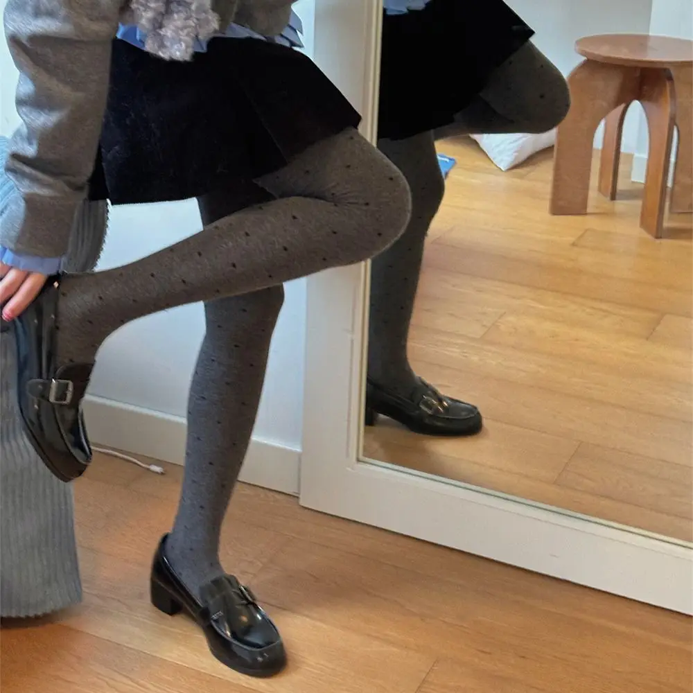 

Fashionable Polka Dot Pantyhose Speckled Breathable Lady's Knitted Stockings High Waist High-elastic Winter Thermal Tights