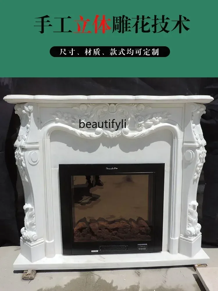 

cqyMarble Fireplace Stone Carving European Decoration Background Wall Relief Natural Stone Fireplace Mantel