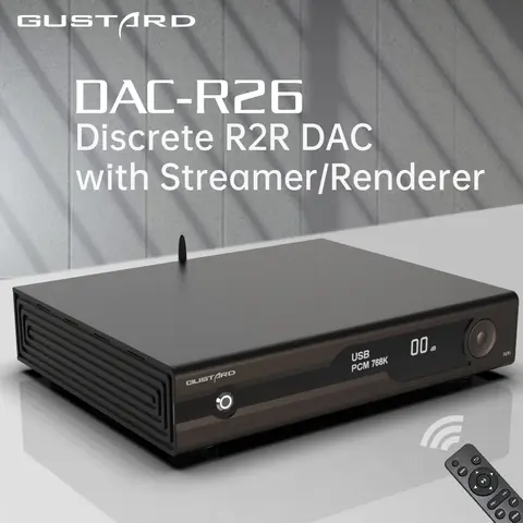 GUSTARD DAC-R26 개별 R2R DAC 디지털 오디오 디코더 DSD512 PCM768kHz Bluetooth의 스트리머/렌더러 10M 클럭으로 무손실