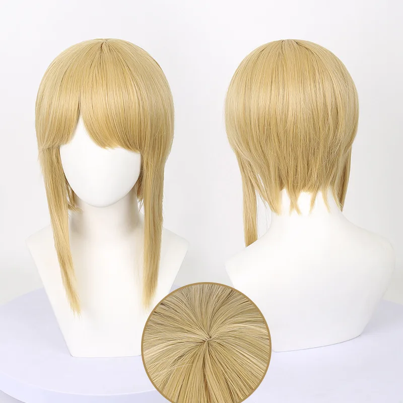 

Synthetic Cosplay Wig Blonde Short Garden-Inspired Style for Carnival Party Roleplay Mantis Wolftail Scalp Top Anime Fashion