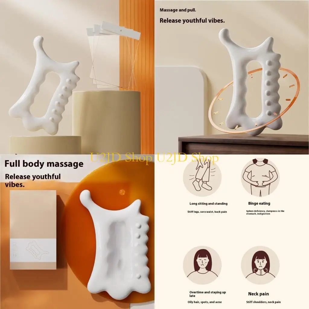 

U2JD Массажеры для лица и тела Эргономичный полимерный ролик Доска Гуа Ша Стимулирует кровоток, воздействует на точки давления