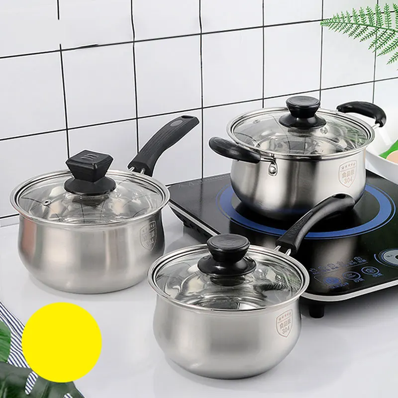 Stainless Steel Saucepan Non-stick Frying Pan With Glass Cover Cookware For Kitchen Cooking Pots Kitchenware Induction Cooker