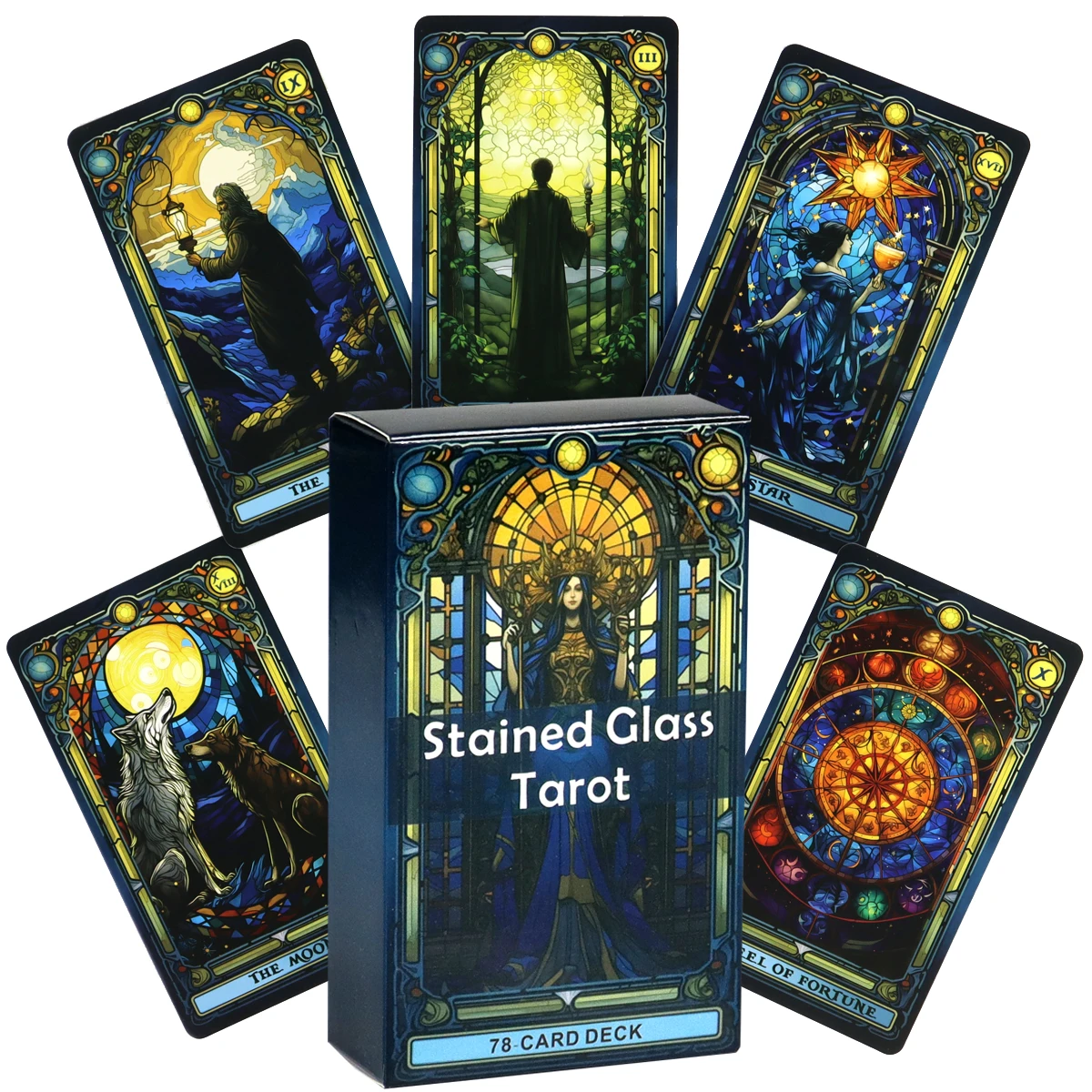 Complete Stained Glass Tarot Deck Cards 10.3x6cm For Family Party High Quality Fortune Telling Divination Tarot Cards Deck Game