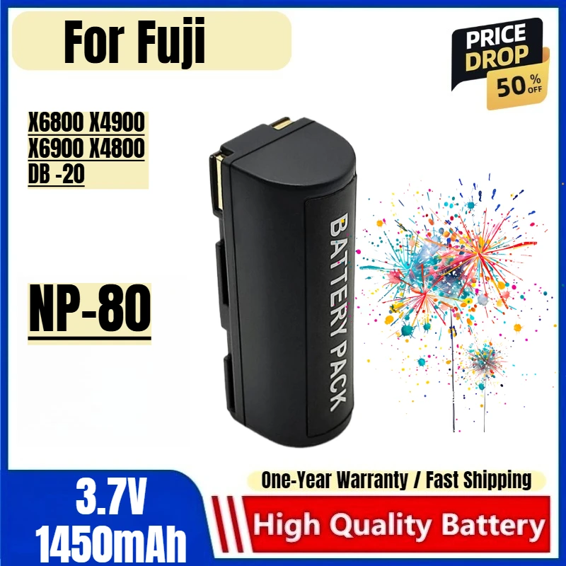 

NP-80 Battery 3.7V 1450mAh Rechargeable Batteries and Charger for Fuji X6800 X4900 X6900 X4800 DB -20 Camera Battery Charger
