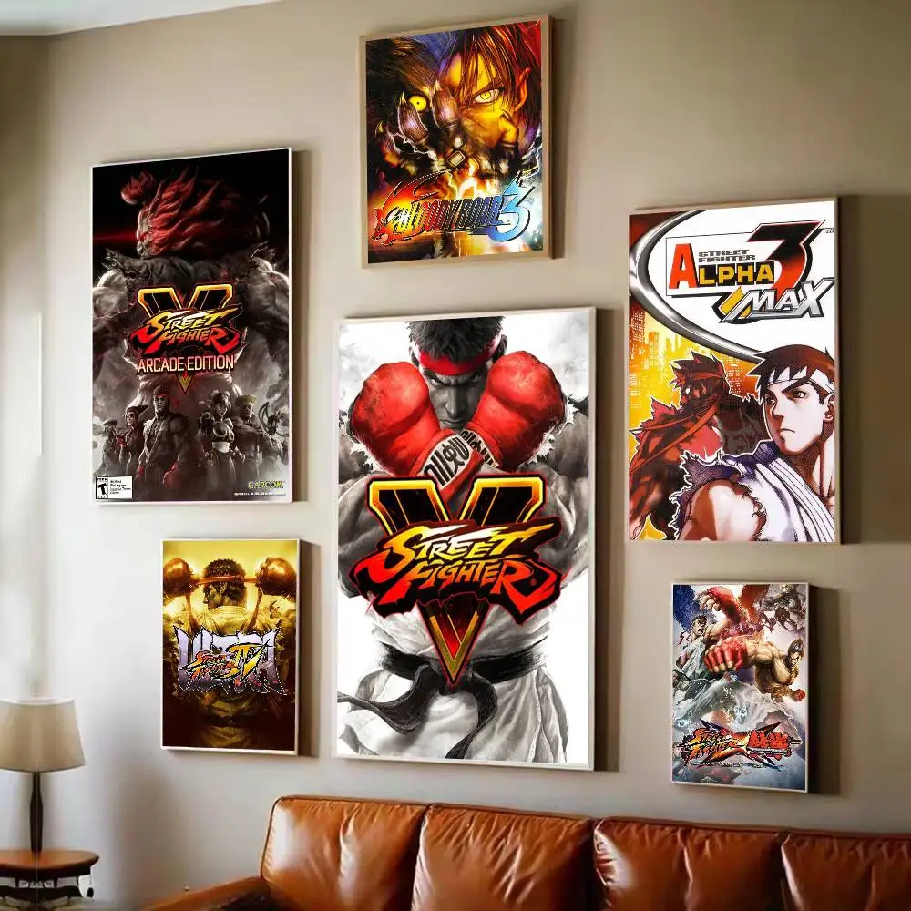 Game S-Street Fighter Poster Self-adhesive Art Waterproof Paper Sticker Coffee House Bar Room Wall Decor