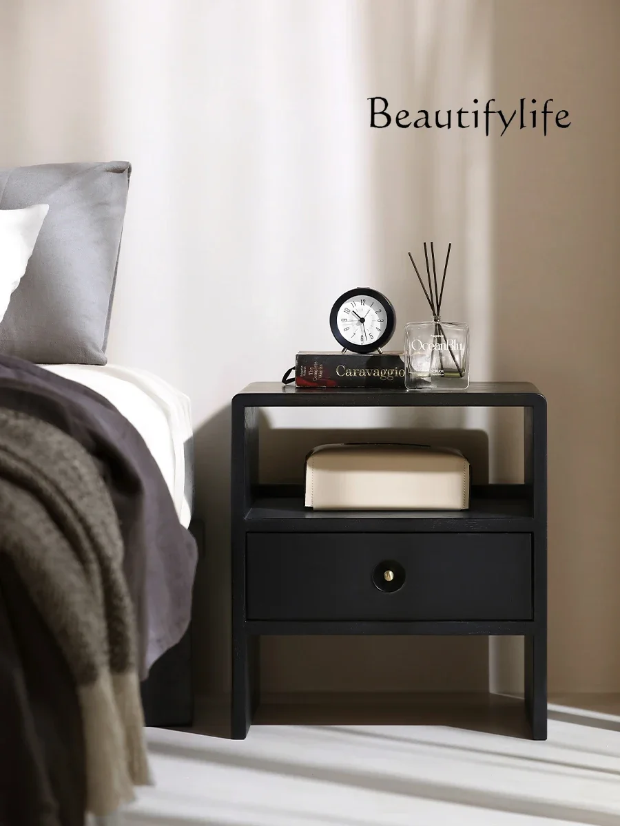 

غرفة نوم كاملة أثاث Nordic Retro Solid Wood Drawer Bedside Table Japanese Simple Log Design Sense Single Drawer Side Cabinet