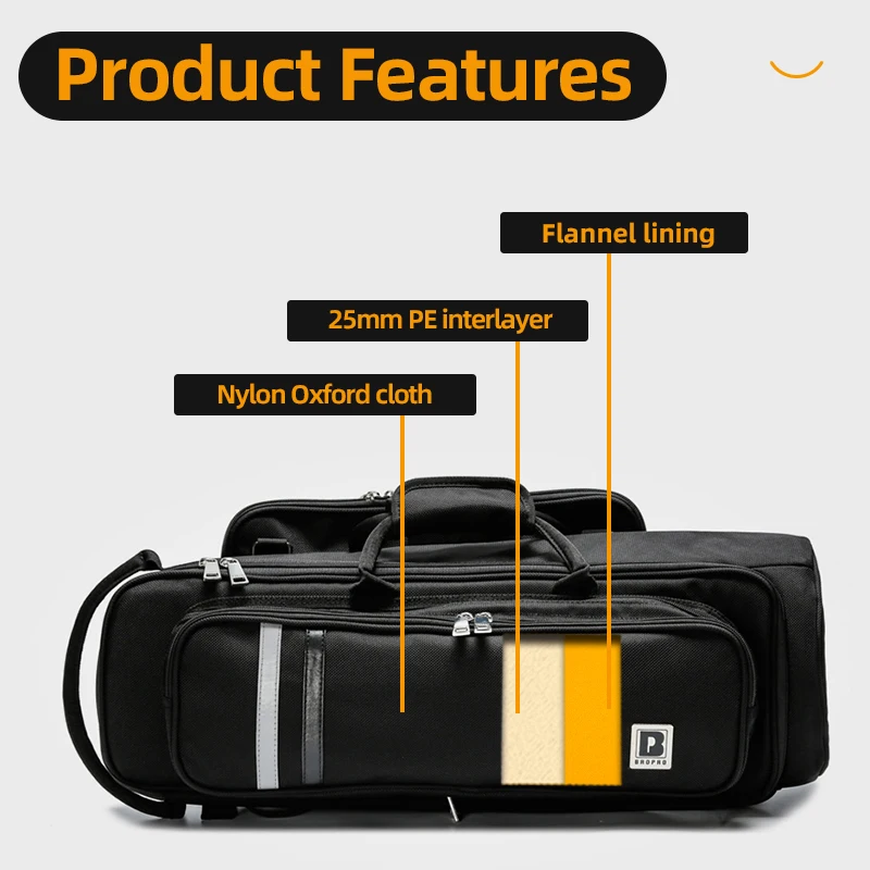 Bropro B-Flat Trumpet Instrument Universal Travel Case Portable Single/Double Shoulder Lightweight Bag for Storing Trumpet Instruments