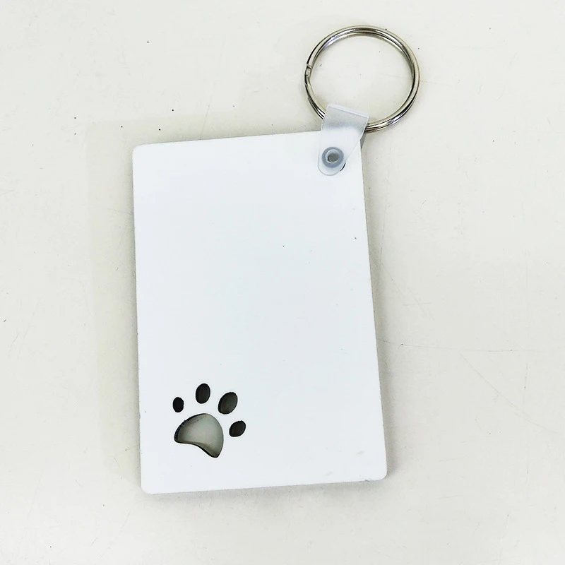 DHL200pcs Sublimation DIY White Blank MDF Hollow Out Paw  Keychain Bag Parts