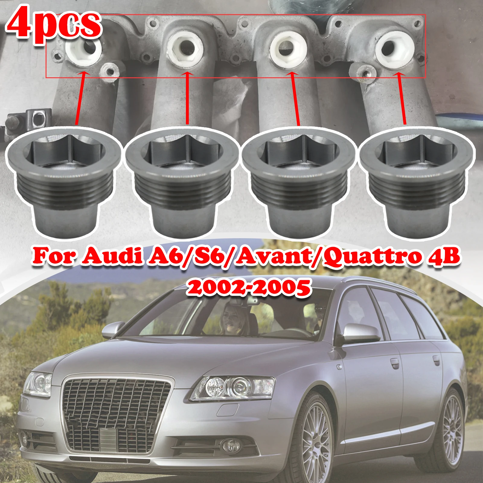 

Set of 4 Upgrade Aluminum Fuel Injector Insert Cup Seat For Audi A6/S6/Avant/Quattro 4B Car Replacement Parts 2002 2003 - 2005