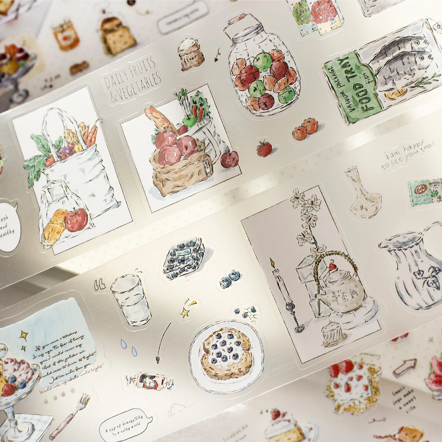 Autocollants décoratifs rétro de haute qualité pour journal d'animaux de compagnie, thème Pluie du matin, Trois repas, Quatre saisons, café, pain, nourriture, avec petits motifs