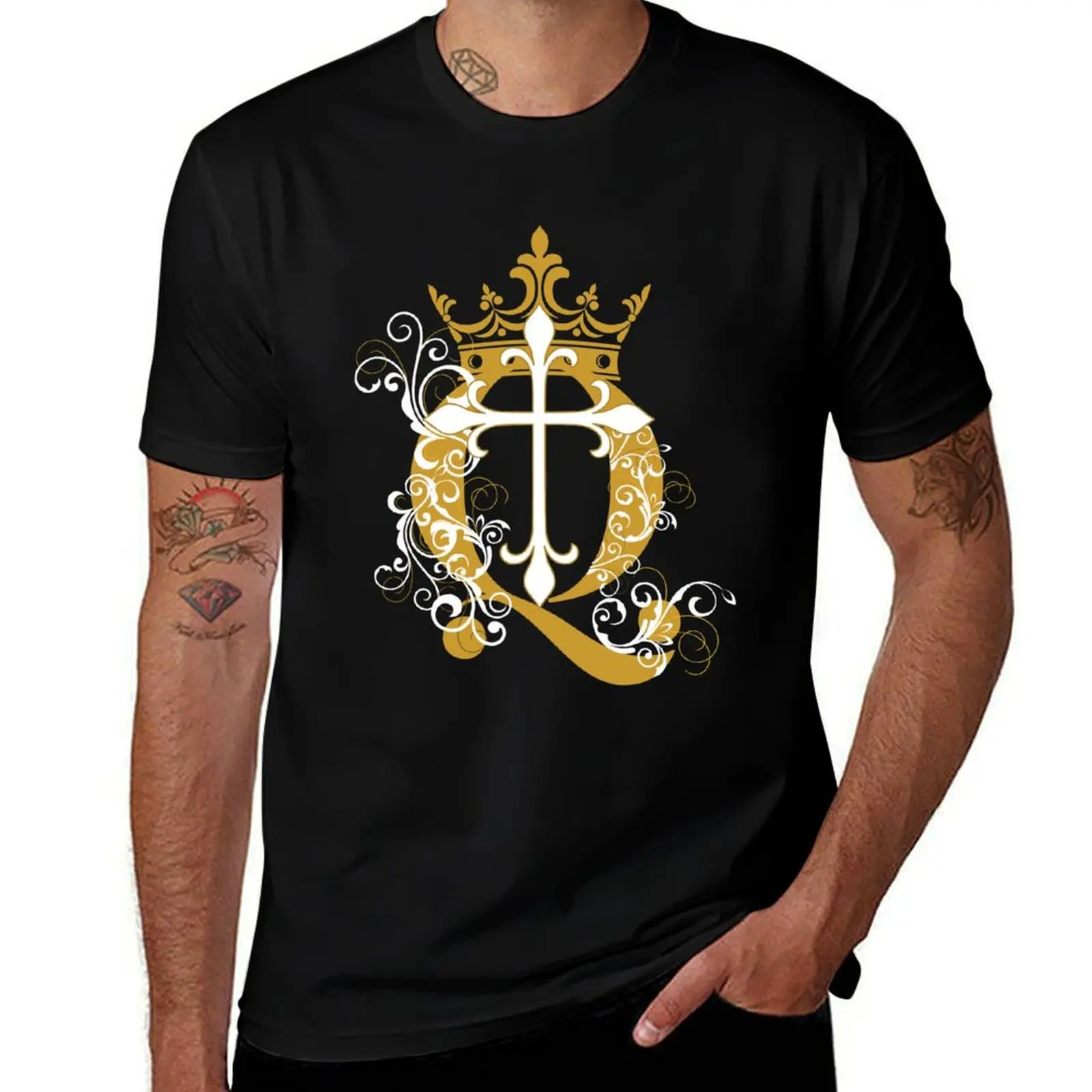 

Cross Q Crown in Gold T-Shirt t shirts for man cotton soft t shirts for man pack cotton T-Shirt