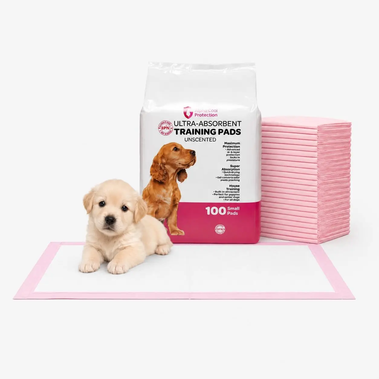 

Pink Disposable Puppy Pads 100 Count 13x18 Inch Small Dog Training Pee Pads Bulk