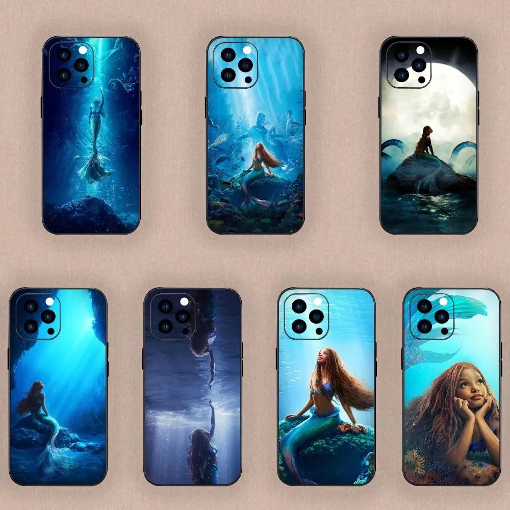 MINISO Movie The Little Mermaid Phone Case For Samsung A53 A55 A52S A70 A22 A71 A80 Black Case