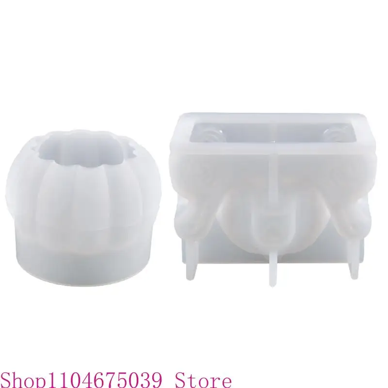 

5asd 3D Pumpkin Shape Candle Silicone Mold for DIY Handmade Candle Plaster Ornaments Mould Handicrafts Making Tool