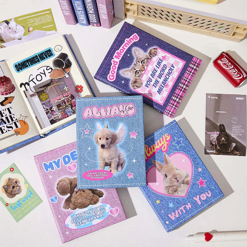 80Pcs Kawaii A7 Notebook Bunny Bear Puppy Diary Agenda Planner Journal Korean DIY Collect Book Notepad Cute School Stationery