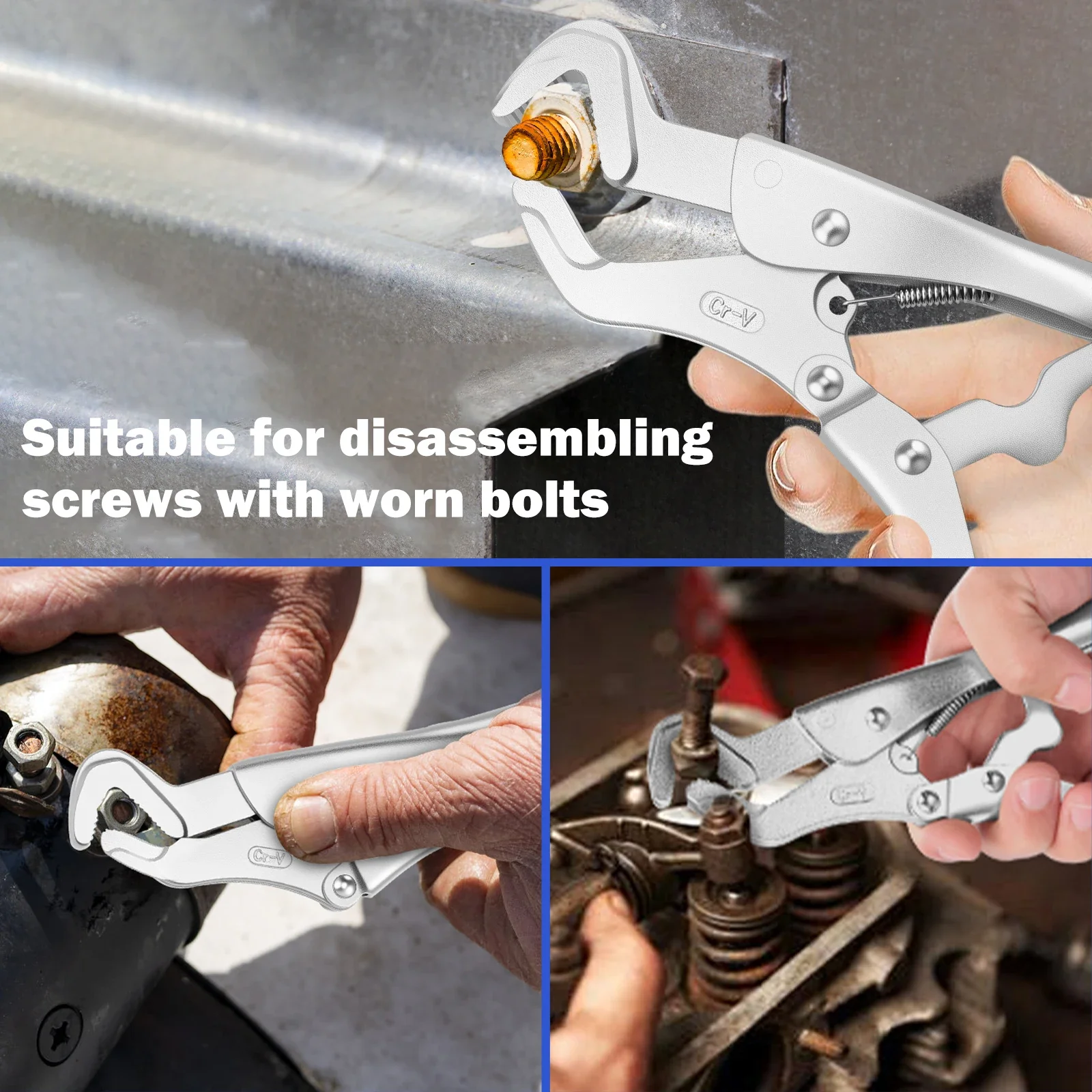 2Pcs 8 Inch Parrot Nose Locking Pliers Hand Tool Parrot Mole Grips Jaw Adjustable 6mm - 32mm Wrench Vice Grips for Woodworking