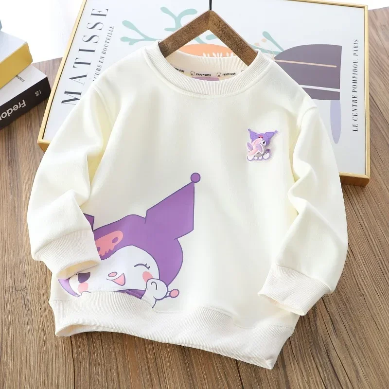 Kuromi colgante Kawaii moda Sanrio Ins Sudadera con capucha de manga larga lindo dibujos animados polar moda deportes camisa ropa regalos para niños