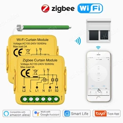 Tuya Zigbee-カーテン用の接続スイッチモジュール,カーテン用のタイムモーター付きインテリジェント音声制御モジュール,Alexa, Google Home