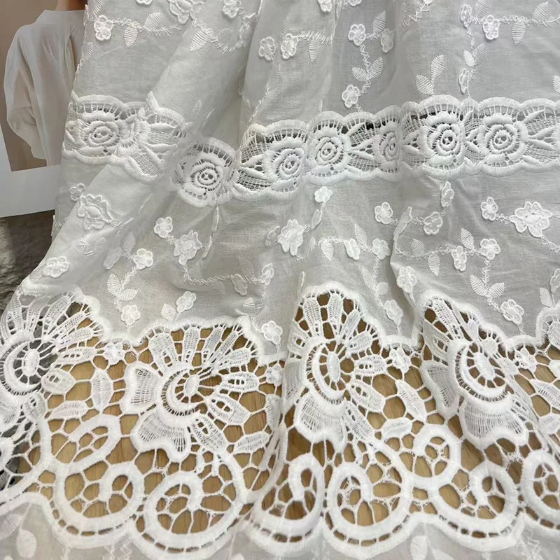 

Water Soluble Lace Fabric with Openwork Embroidery 3D Floral Pattern Cotton Fabric for Dress Blouse Clothing Diy Sewing