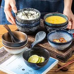 4.5 inch Japanese Retro Ceramic Bowl Home Creative Rice Bowls Seasoning Dish Barbecue Sauce Snack Restaurant Kitchen Tableware