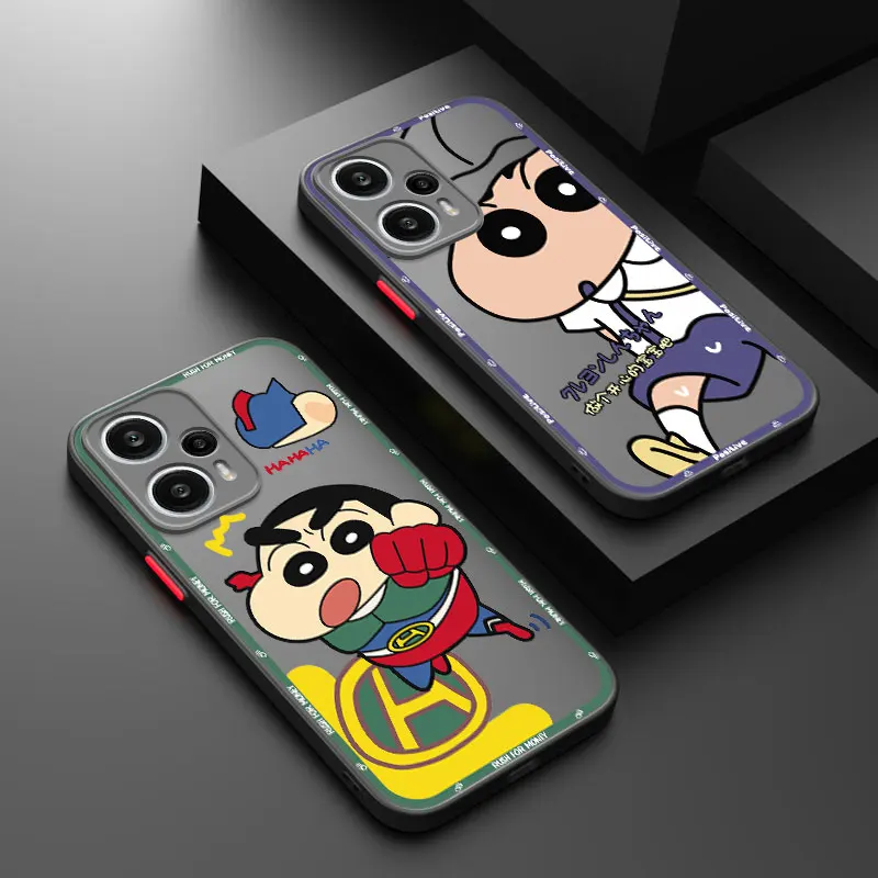 Fashion Crayon Shin-chan Frosted Phone Case For Xiaomi 10T 11T 12T 12X 12S POCO F3 X3 GT X4 NFC M3 M4 X4 Pro F4 F5 X5 C31 C40