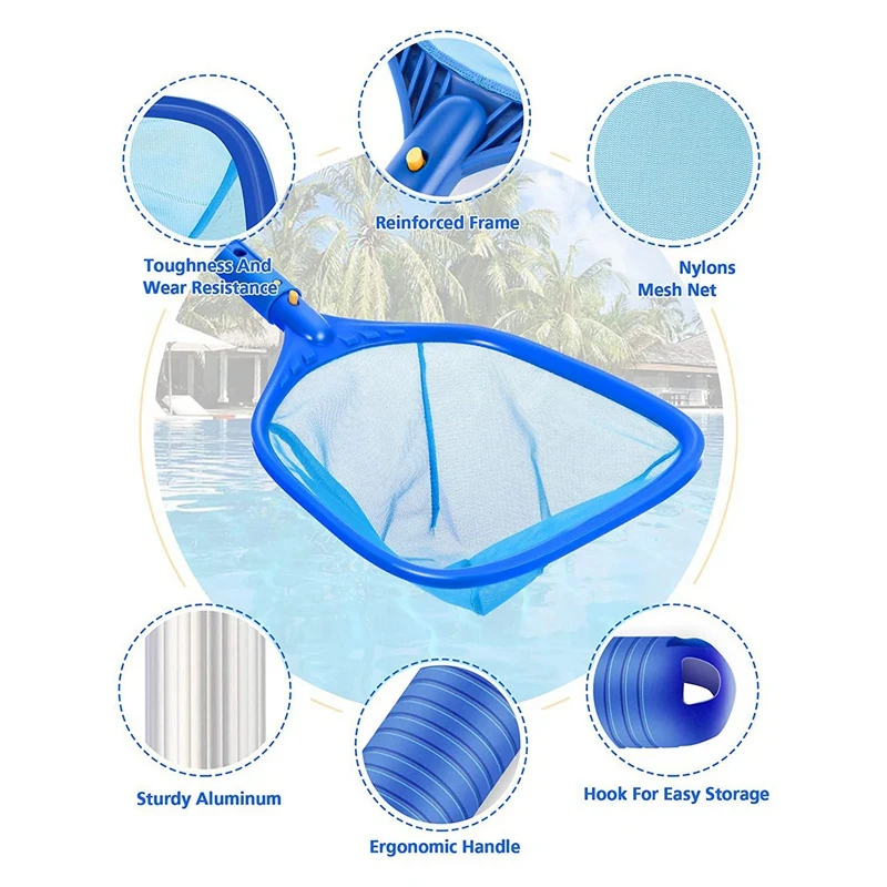 Pool Skimmer Net,For 1-1/4Inch Pole, Pool Skimmer For Cleaning Pool, Spas,Ponds And Kids Inflatable Pool