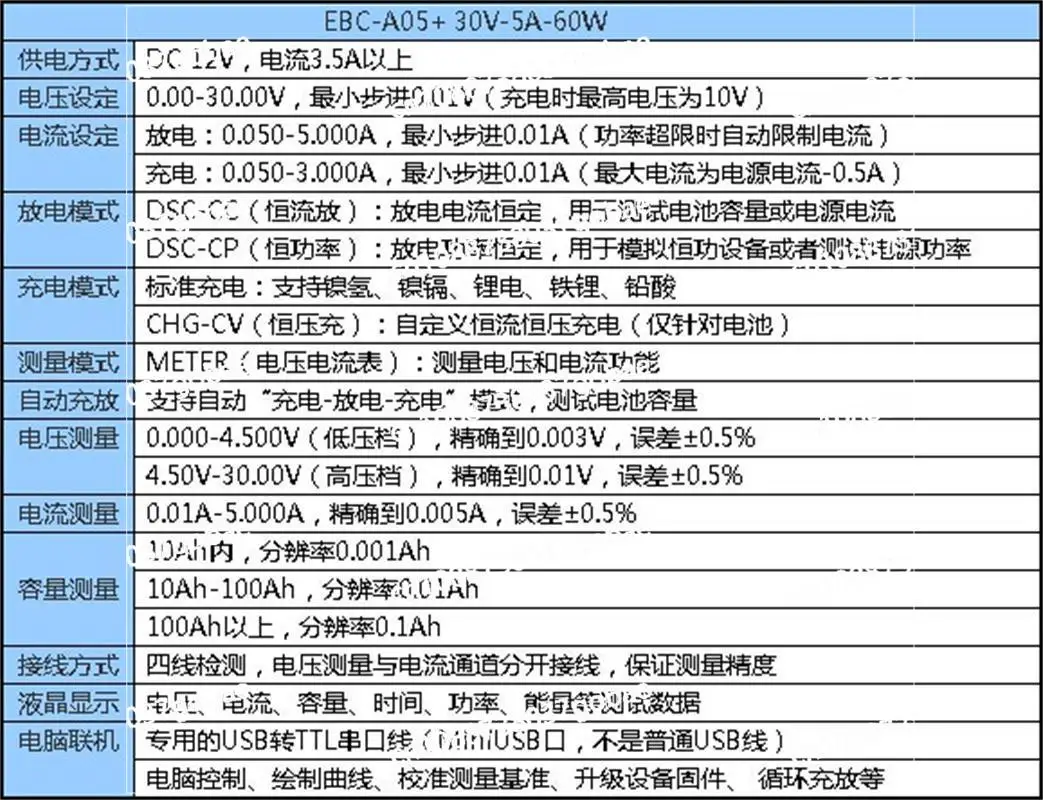 EBC-A05 + Battery Capacity Test Mobile Power Supply/Charging Head Test Electronic Load Charging and Discharging Capacitance Test