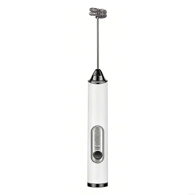 F92F Milk Frother 3 Speeds Rechargeable Coffee Frother Wand with 2Whisk Drink Mixer