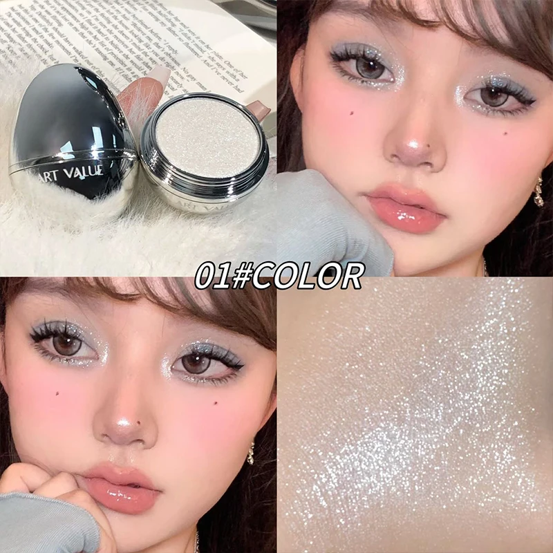 Paleta de iluminador facial de 4 cores, paleta de iluminador facial de alto brilho, acabamento de brilho natural, pó cozido suave com brilho de pérola