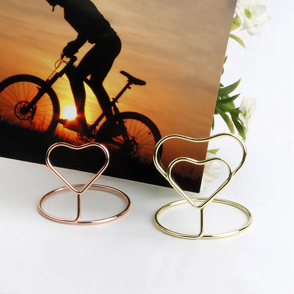 

10Pcs Heart Shape Memo Holder Rose Gold Spiral Base Stable Table Number Clips Wedding Birthday Party Memo Holder