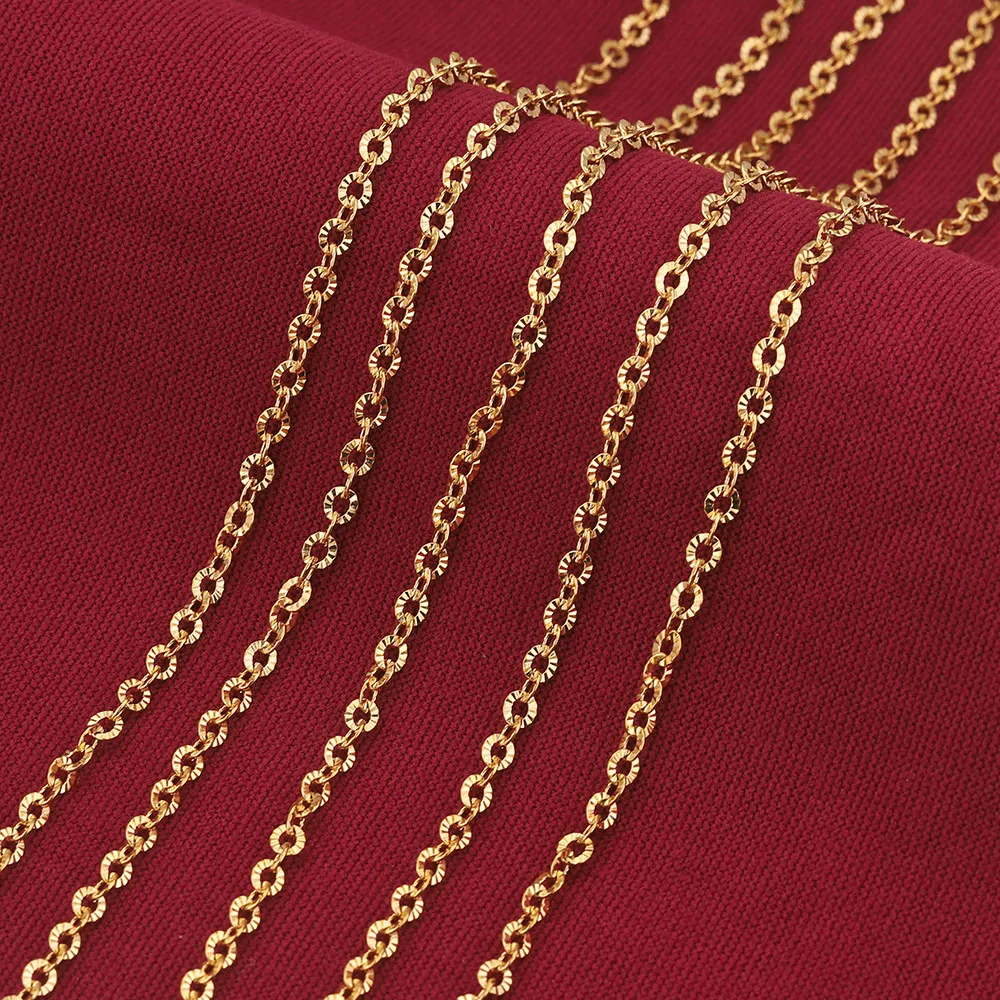 2m Lot Stainless Steel O Shape Oval Chain Cross Plated Gold Chains Link Roll for Jewelry Making DIY Necklace Bracelet Supplies