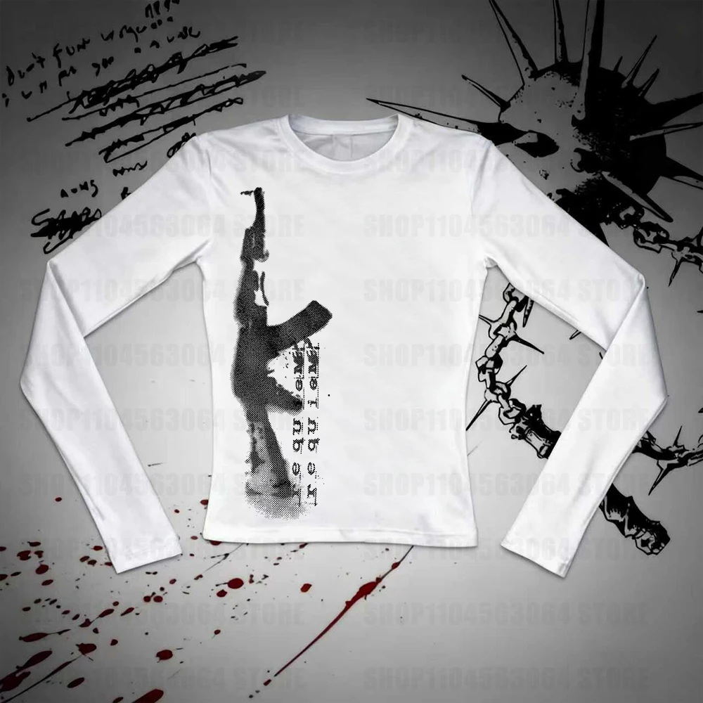 Grunge Clothes for Women Clothing Female Long Sleeve Shoujo Girl Style Baby Tees Y2k Tops Women's T-shirts Harajuku Kawaii Kpop