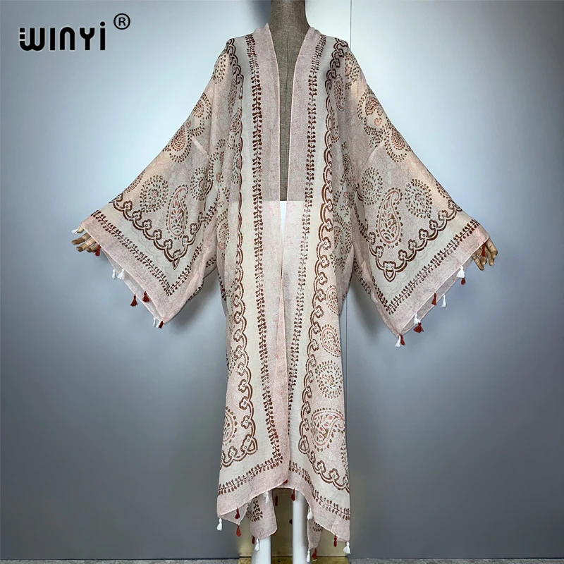 

WINYI Africa Bohemia summer kimono maxi dress beach cover up Cardigan abaya muslim woman coat boho kaftan beach outfits kaftan