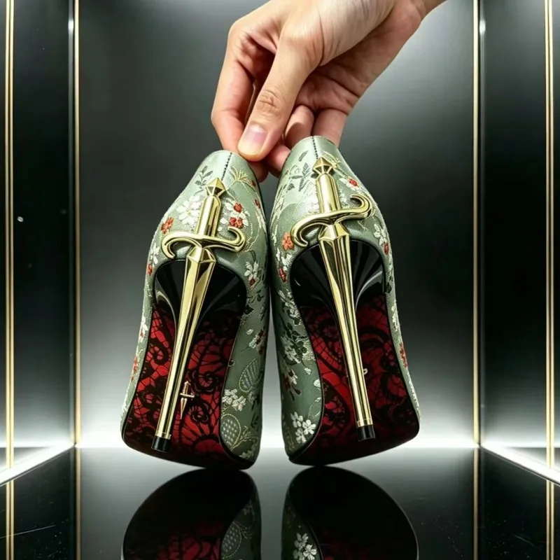 Modenschau Sexy Schuhe 2026 Frühling Herbst Neue Bestickte Damen High Heels Pumps Stiletto Spitze Große Größen – Detail 4