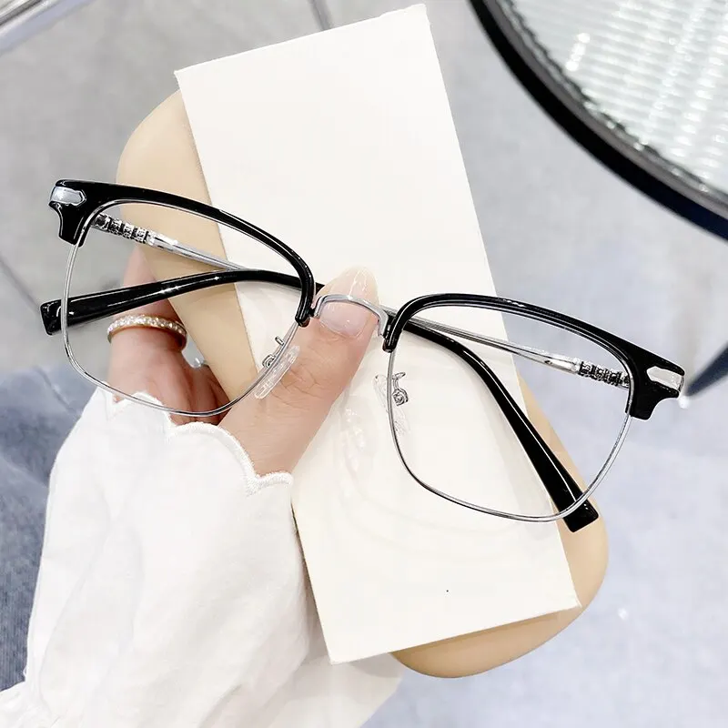 Mode anti-blaulicht brille klassische frauen männer ultra leichte metallrahmen brille büro computer brille augen schutz schwarz