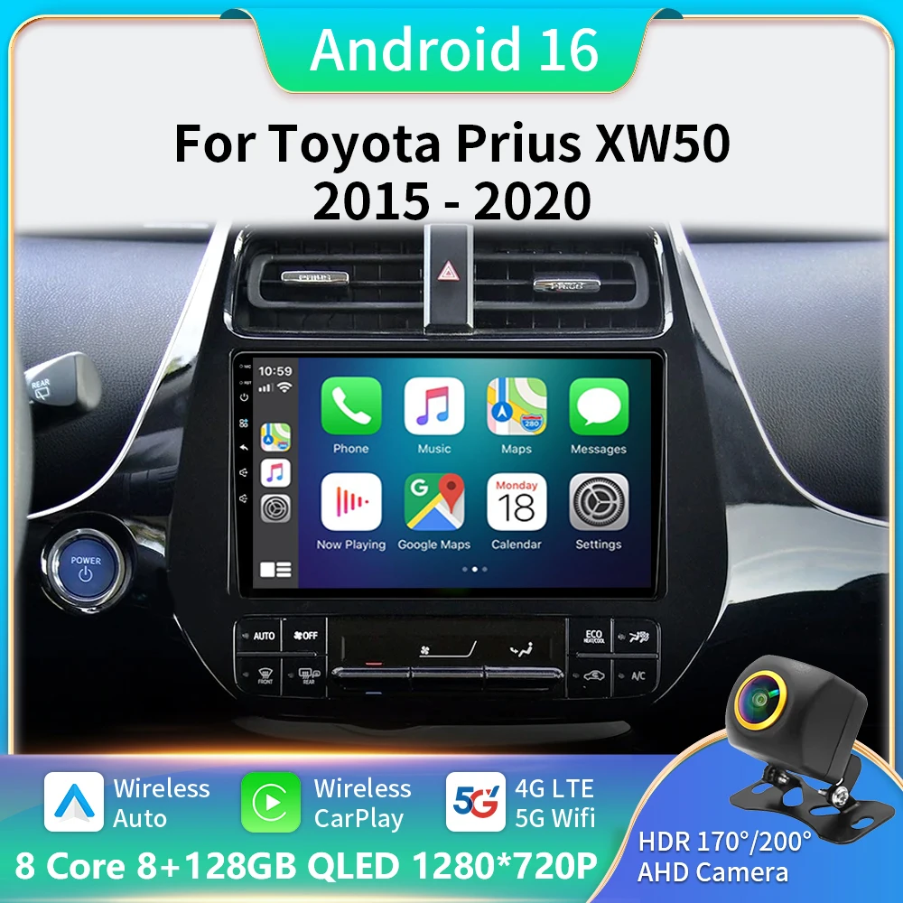 

Car Radio For Toyota Prius XW50 2015-2020 Multimedia Video Player Stereo Android Auto Wireless Carplay Navigation GPS 2 Din DVD