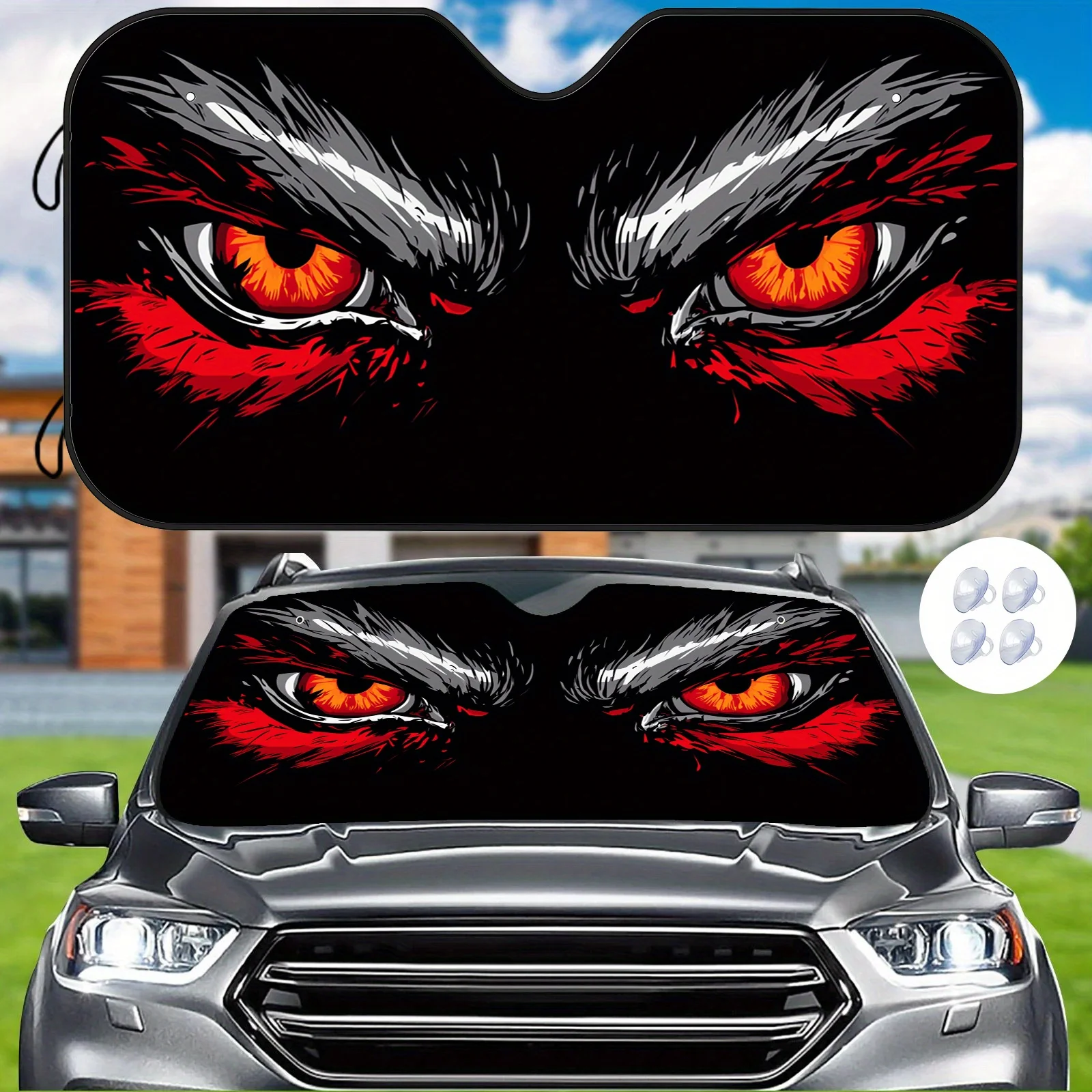 

Универсальный автомобильный солнцезащитный козырек с жестоким пылающим глазом, 1 шт., термостойкий, устойчивый к царапинам, УФ-защита, прочный, высококачественный Fab