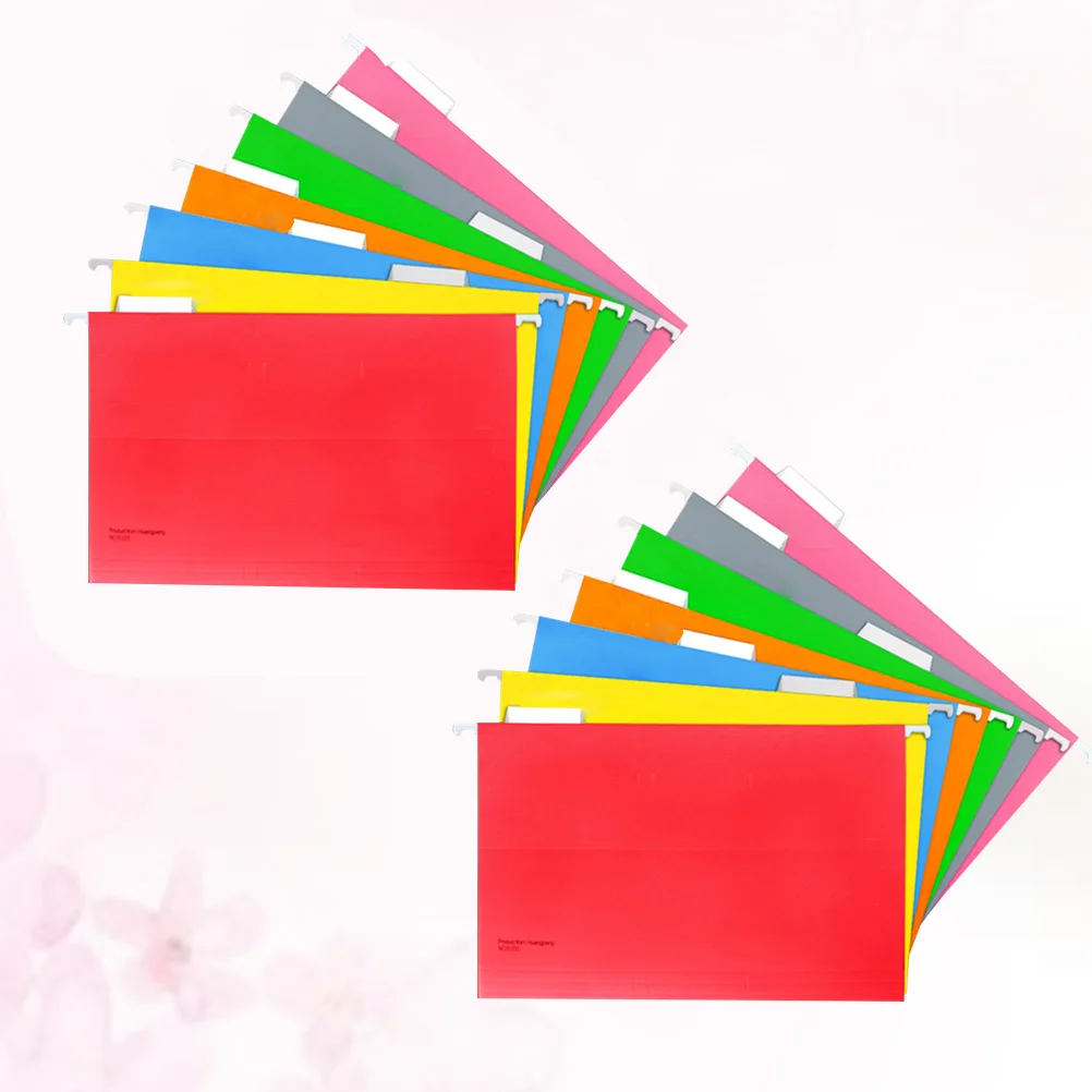 

14pcs Hanging File Folders Paper Office Home Document Organizer Bright Color Wide Opening Classification Label Storage