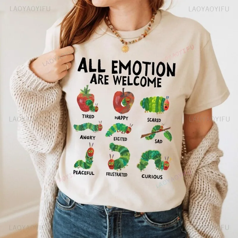 All Emotion Are Welcome Very Hungry Caterpillar Tshirt Progress Over Perfection Tops Teacher Friends Very Hungry Caterpillar Tee