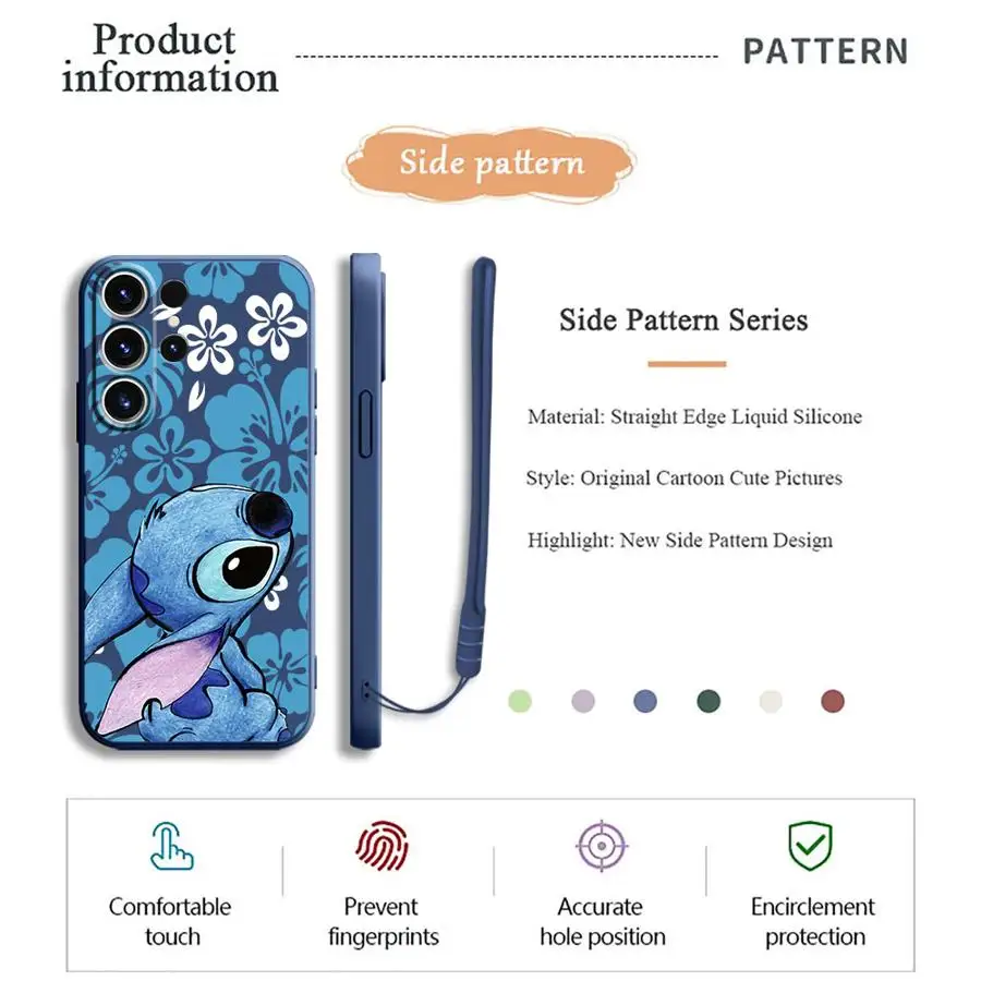 حافظة لهاتف سامسونج جالاكسي S23 S21 Plus S24 FE S22 Ultra S20 S25 Edge Note 20 10 Ultra Soft Cover Disney Stitch Cute