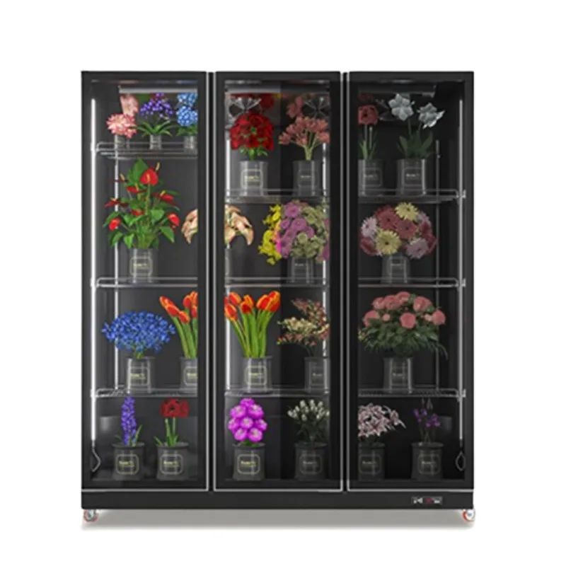 Flower fresh-keeping cabinet refrigerated display cabinet freezer commercial three-door air-cooled refrigerator freezer